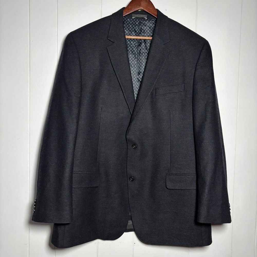 MICHAEL KORS Mens Black cashmere Wool Herringbone Sport Coat Blazer Jacket 46L